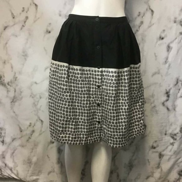 MARIMEKKO Poni Polka Dot Spot Print A-Line Cotton High Waisted Skirt - Picture 8 of 15